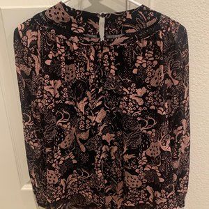 Ann Taylor LOFT Blue & Pink Floral Blouse
